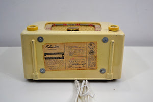 Ivory Cream Silvertone 1951 Model 6 AM Tube Bakelite Radio Plays Like A Champ! - [product_type} - Silvertone - Retro Radio Farm