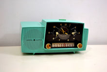 Charger l&#39;image dans la galerie, SOLD! - Oct 3, 2019 - Ocean Turquoise 1956 General Electric Model 914-D Tube AM Clock Radio Real Looker! - [product_type} - General Electric - Retro Radio Farm