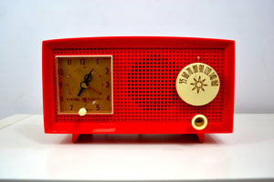 SOLD! - Oct 25, 2018 - RED HOT RED Antique Retro Vintage 1954 General Electric Model 556 AM Tube Radio Gorgeous! - [product_type} - General Electric - Retro Radio Farm