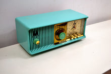 Load image into Gallery viewer, Aqua Mid Century 1956 Motorola Model 56CD Tube AM Clock Radio Sounds Great! Looks Great! - [product_type} - Motorola - Retro Radio Farm