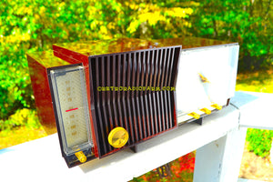 SOLD! - Jan 21, 2018 - ESPRESSO Marbled Mid Century Retro 1960 Silvertone Model 7025 AM Clock Radio Totally Restored! - [product_type} - Silvertone - Retro Radio Farm