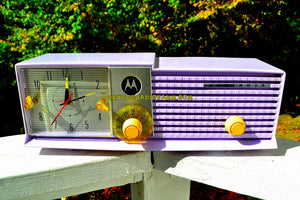 SOLD! - Dec 19, 2019 - HYACINTH Bi-level Retro Jetsons 1957 Motorola 5C27V-1 Tube AM Clock Radio Stunning and Near Mint! - [product_type} - Motorola - Retro Radio Farm