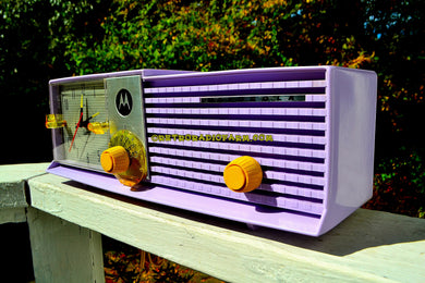 SOLD! - Dec 19, 2019 - HYACINTH Bi-level Retro Jetsons 1957 Motorola 5C27V-1 Tube AM Clock Radio Stunning and Near Mint!
