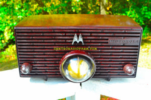 SOLD! - Nov 29, 2017 - ESPRESSO Mid Century Retro Jetsons 1957 Motorola 56H Turbine Tube AM Radio Marbled Sounds Great! - [product_type} - Motorola - Retro Radio Farm