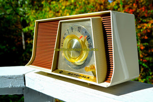 売れました！ ～ 18.01.10 ～ TAN and White ミッドセンチュリー レトロ 1962年 Motorola A17W29 真空管AMラジオ クールモデル 希少カラー！