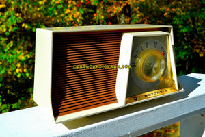 SOLD! - Jan. 10, 2018 - TAN and White Mid Century Retro 1962 Motorola A17W29 Tube AM Radio Cool Model Rare Color! - [product_type} - Motorola - Retro Radio Farm