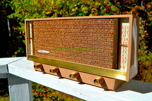 SOLD! - Nov 26, 2017 - BLUETOOTH MP3 READY - Beige Pink Mid Century Retro Antique Vintage 1957 Silvertone Model 9013 AM Tube Radio Totally Restored! - [product_type} - Silvertone - Retro Radio Farm