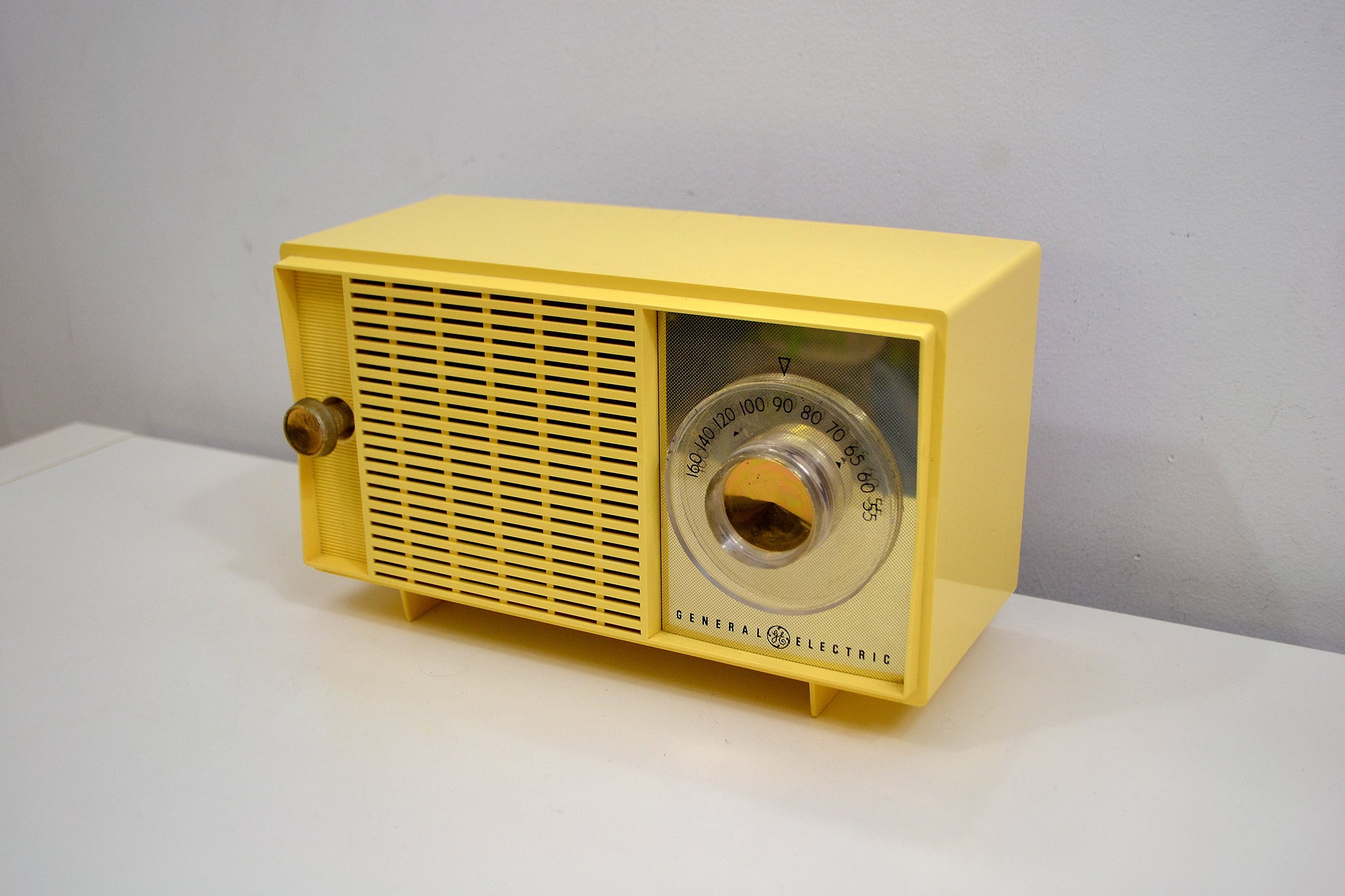 SOLD! - Oct 17, 2019 - Lemon Yellow Vintage 1959 General Electric Model T-129C Tube Radio Nice Sounding Nice Looking! - [product_type} - General Electric - Retro Radio Farm