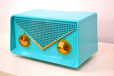 SOLD! - Oct. 22, 2018 - Turquoise 1959 Olympic Model 550-551 Tube AM Antique Radio
