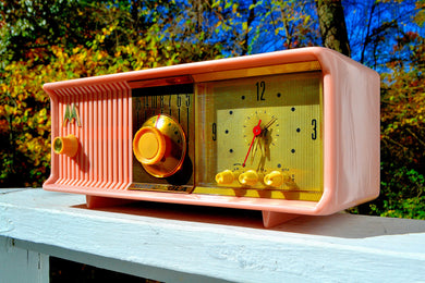 SOLD! - Dec 8, 2017 - MARILYN PINK Mid Century Vintage Retro 1956 Motorola 56CD Tube AM Clock Radio Real Looker!