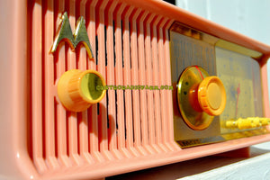 SOLD! - Dec 8, 2017 - MARILYN PINK Mid Century Vintage Retro 1956 Motorola 56CD Tube AM Clock Radio Real Looker! - [product_type} - Motorola - Retro Radio Farm