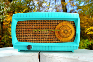 SOLD! - Nov 10, 2017 - TURQUOISE AND WICKER Retro Vintage 1949 Capehart Model 3T55B AM Tube Radio Totally Restored! - [product_type} - Capehart - Retro Radio Farm