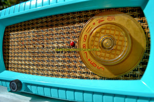 SOLD! - Nov 10, 2017 - TURQUOISE AND WICKER Retro Vintage 1949 Capehart Model 3T55B AM Tube Radio Totally Restored! - [product_type} - Capehart - Retro Radio Farm