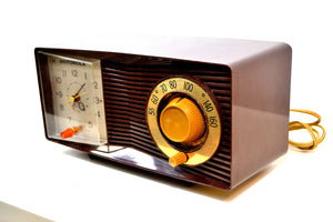 SOLD! - Feb 21, 2019 - Mocha Brown Motorola Model C1N3 Tube AM Clock Radio - [product_type} - Motorola - Retro Radio Farm