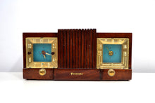 Load image into Gallery viewer, SOLD! - Mar 2, 2020 - Chestnut Mantle 1954 Firestone 4-A-128 Tube AM Clock Radio Extremely Rare Woody! - [product_type} - Firestone - Retro Radio Farm