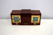 Load image into Gallery viewer, SOLD! - Mar 2, 2020 - Chestnut Mantle 1954 Firestone 4-A-128 Tube AM Clock Radio Extremely Rare Woody! - [product_type} - Firestone - Retro Radio Farm