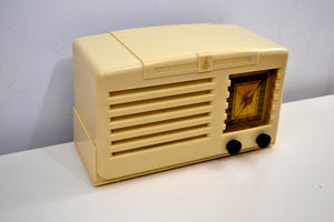 SOLD! - Dec 6, 2019 - Ivory 1938 Vintage Emerson Model 138 Plaskon AM Tube Radio Golden Age Wonder! - [product_type} - Emerson - Retro Radio Farm