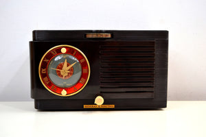 SOLD! - Nov 7, 2019 - Rich Sumptuous 1952 General Electric Model 60 AM Brown Bakelite Tube Clock Radio A Class Act! - [product_type} - General Electric - Retro Radio Farm