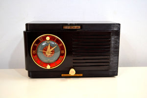 SOLD! - Nov 7, 2019 - Rich Sumptuous 1952 General Electric Model 60 AM Brown Bakelite Tube Clock Radio A Class Act! - [product_type} - General Electric - Retro Radio Farm