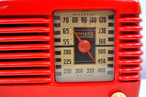 SOLD! - Oct 24, 2019 - Stunning Apple Red Bakelite Vintage 1946 Philco Transitone 48-200 AM Radio Popular Design Back In Its Day and Today! - [product_type} - Philco - Retro Radio Farm