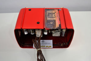 SOLD! - Oct 24, 2019 - Stunning Apple Red Bakelite Vintage 1946 Philco Transitone 48-200 AM Radio Popular Design Back In Its Day and Today! - [product_type} - Philco - Retro Radio Farm