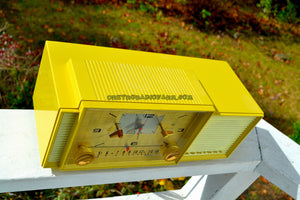 SOLD! - Nov 5, 2017 - MELLOW YELLOW Mid Century Vintage Retro 1959 Admiral 296 Tube AM Clock Radio Sounds Great! Rare Color! - [product_type} - Admiral - Retro Radio Farm