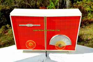 SOLD! - Dec 9, 2017 - WACKY LOOKING Coral And White  Retro Jetsons Vintage 1958 Philco G826-124 AM Tube Radio Looks Awesome! - [product_type} - Philco - Retro Radio Farm