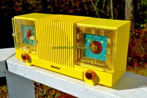 SOLD! - Nov 16, 2017 - SUNRISE YELLOW Mid Century 1952 Firestone Model 4-A-127 Tube AM Radio Cool Model Rare Color! - [product_type} - Firestone - Retro Radio Farm