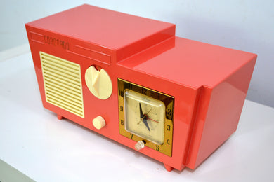 SOLD! - Dec 7, 2018 - Coral Pink 1955 Coronado Model 5CC Antique Clock Radio