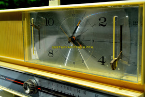 SOLD! - June 26, 2016 - PASTEL YELLOW Mid Century Retro 1964 Silvertone Model 4044 AM Clock Radio Totally Restored! - [product_type} - Silvertone - Retro Radio Farm