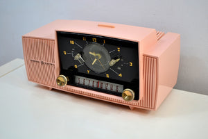 SOLD! - Dec 7, 2019 - Princess Pink 1957 General Electric Model 912D Tube AM Clock Radio Sounds and Looks Lovely!