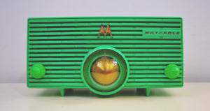 SOLD! - Dec 5, 2019 - Surf Green 1957 Motorola 56H Turbine Vintage Tube AM Radio Mint! - [product_type} - Motorola - Retro Radio Farm