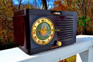 SOLD! - Nov. 19, 2017 - BLUETOOTH MP3 READY - Brown Swirly Mid Century Vintage 1952 General Electric Model 60 AM Brown Bakelite Tube Clock Radio Works and Looks Great!