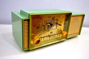 SOLD! - Feb. 6, 2019 - Beautiful Pastel Green 1958 Admiral 298 Antique Tube AM Clock Radio - [product_type} - Admiral - Retro Radio Farm