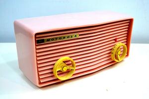 SOLD! - Aug 16, 2019 - Powder Pink 1957 Motorola 57R Tube AM Antique Radio Real Cutie! - [product_type} - Motorola - Retro Radio Farm