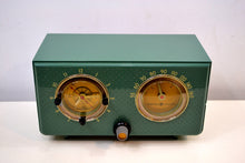 Load image into Gallery viewer, SOLD! -Nov 22, 2019 - Mariner Green 1954 General Electric Model 566 Retro AM Clock Radio Porthole Design Sounds Great! - [product_type} - General Electric - Retro Radio Farm