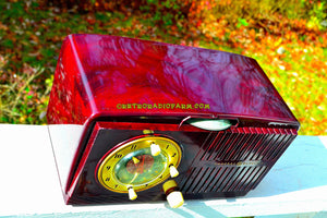 SOLD! - Nov 19, 2017 - BROWN MARBLED Golden Age Art Deco 1952 General Electric Model 515F AM Tube Clock Radio Totally Restored! - [product_type} - General Electric - Retro Radio Farm