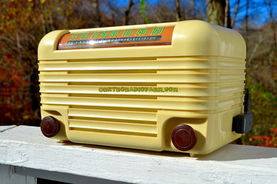 SOLD! - Nov 15, 2017 - BLUETOOTH MP3 Ready - ANTIQUE IVORY Vintage Deco Retro 1946 Hoffman Model A200 AM Bakelite Tube Radio Excellent Working Condition!