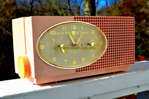 SOLD! - Jan 14, 2018 - BLUETOOTH MP3 UPGRADE ADDED - MAYFAIR PINK Mid Century Retro 1959 Sylvania Model 6001-2 Tube AM Clock Radio Creampuff! - [product_type} - Sylvania - Retro Radio Farm