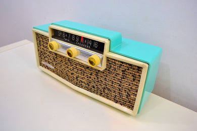 Ming Blue Mid Century Vintage 1959 Silvertone Model 9009 AM Tube Radio Oozes MCM Charm!