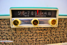 Load image into Gallery viewer, Ming Blue Mid Century Vintage 1959 Silvertone Model 9009 AM Tube Radio Oozes MCM Charm! - [product_type} - Silvertone - Retro Radio Farm