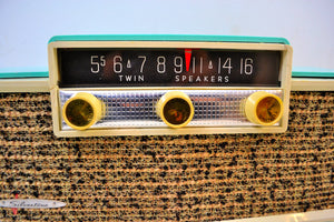 Ming Blue Mid Century Vintage 1959 Silvertone Model 9009 AM Tube Radio Oozes MCM Charm! - [product_type} - Silvertone - Retro Radio Farm