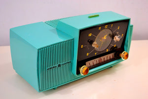 SOLD! - Nov 26, 2018 - True Turquoise 1957 General Electric Model 912D Tube AM Clock Radio - [product_type} - General Electric - Retro Radio Farm