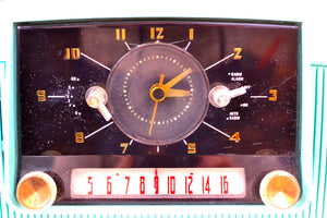 SOLD! - Nov 26, 2018 - True Turquoise 1957 General Electric Model 912D Tube AM Clock Radio - [product_type} - General Electric - Retro Radio Farm