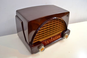 売れました！ - 2019 年 11 月 30 日 - バーガンディ ブラウン ベークライト ヴィンテージ 1951 フィルコ モデル 50-526 AM ラジオ サウンド 素晴らしい 見た目 壮大!