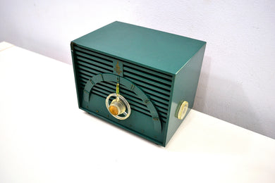 Neptune Green Mid Century 1955 Emerson Model 811B AM Vacuum Tube Radio Little Screamer!