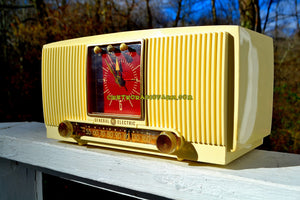 SOLD! - Dec 9, 2017 - BLUETOOTH MP3 READY Ivory Vanilla 1955 General Electric Model 573 Retro AM Clock Radio Works Great!