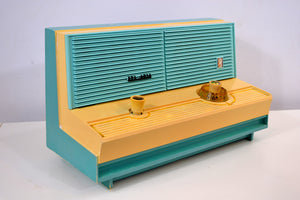 SOLD! - Nov. 25, 2018 - Mermaid Turquoise Vintage 1960 Sylvania Model 5C12 AM Radio
