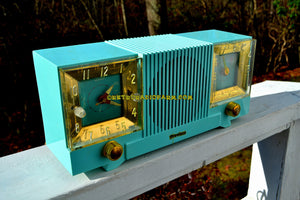 SOLD! - May 4, 2018 - CELESTE BLUE Mid Century 1952 Firestone Model 4-A-127 Tube AM Radio Cool Model Rare Color! - [product_type} - Firestone - Retro Radio Farm