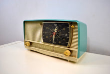 Charger l&#39;image dans la galerie, SOLD! - Dec 27, 2019 - Turquoise and White 1959 RCA Victor 9-C-7LE Tube AM Clock Radio Works Great! - [product_type} - RCA Victor - Retro Radio Farm